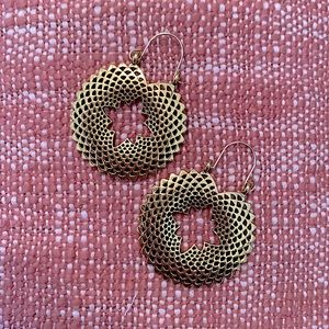 ANTHROPOLOGIE gold boho statement earrings
